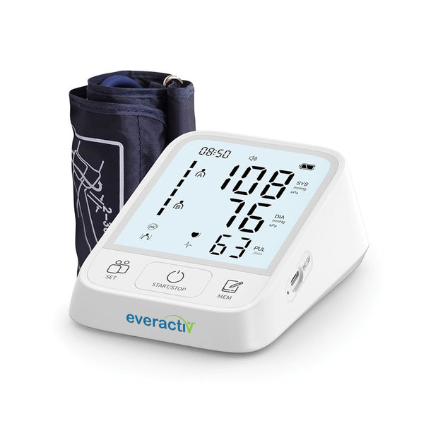 Everactiv Digital Blood Pressure Monitor for Home Use | Upper Arm BP Machine with XL Cuff (22–42 cm) | Type-C USB Rechargeable (Single Charge Lasts Up to 6 Months) | Large Display, IHB Indicator, One-Touch Operation