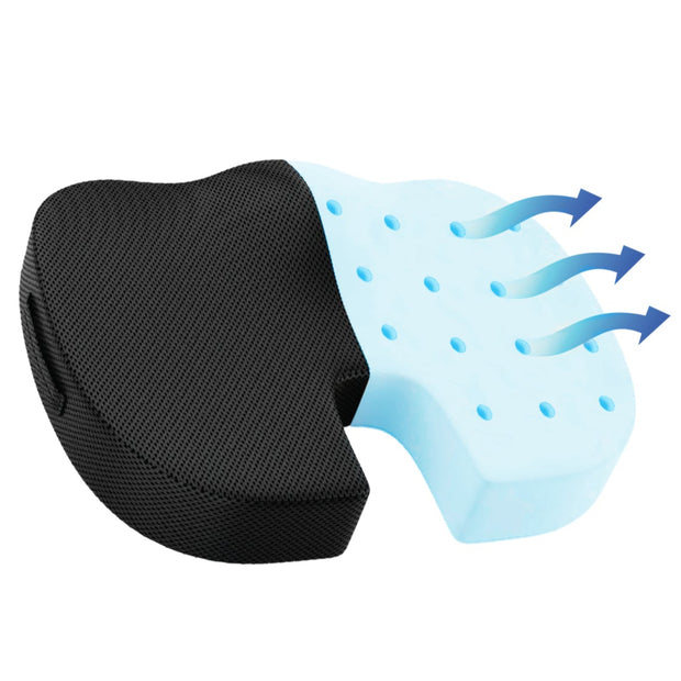 Everactiv Cool Gel Memory Foam Coccyx Seat Cushion | Contoured Chair Cushion for Everyday Sitting Comfort | Breathable Mesh Cover, 2 Years Warranty