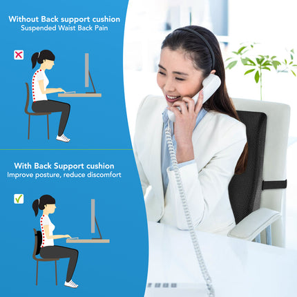 Everactiv Orthopedic Back Support Cool Gel Memory Foam Cushion,Lumbar Support for Car Seat - Designed for Back Pain Relief-Ideal for Home/Office/Car