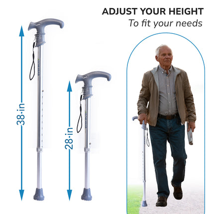 Everactiv Aluminium Height Adjustable Walking Stick for Men & Women | Comfort Grip | Lightweight | Strengthening & Stabilizing Chassis