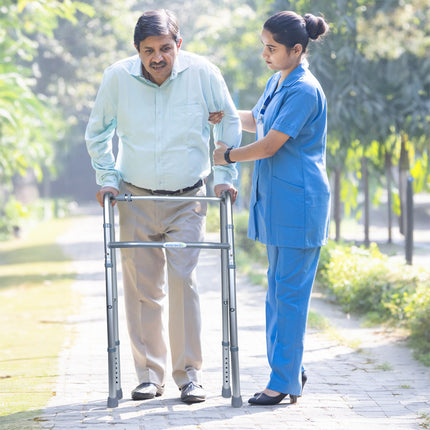 Everactiv Lightweight Aluminium/Glossy Finish Walker for adults, Height Adjustable Walking Support for Old People, Sturdy Frame Walker for Old People | Made in India