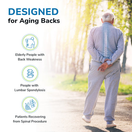 Everactiv Contoured Lumbo-Sacral Back Support Belt for Elderly – Rigid Spine Support with Aluminium Splints | Adjustable Compression, Extra Soft Padding | Pain Relief for Chronic Low Back Pain & Posture Correction
