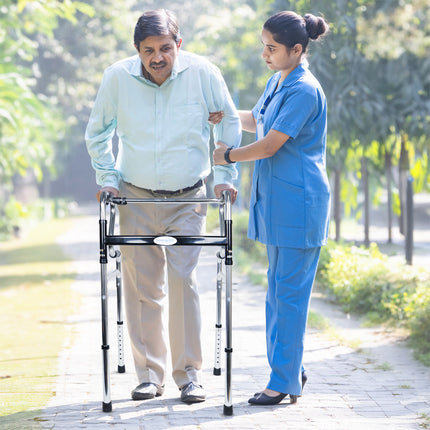 Everactiv Step Walker for elderly and Senior Citizens, Dual grip for easy movement through stairs,100 Kg weight bearing Capacity, Easy Folding Mechanism