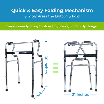Everactiv Step Walker for elderly and Senior Citizens, Dual grip for easy movement through stairs,100 Kg weight bearing Capacity, Easy Folding Mechanism