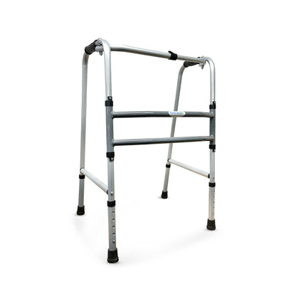 Everactiv Mild Steel Height Adjustable Double Bar Folding Walker for Adults & Seniors | Grey Finish | Non-Slip Handles | Adjustable Legs | Heavy-Duty Frame