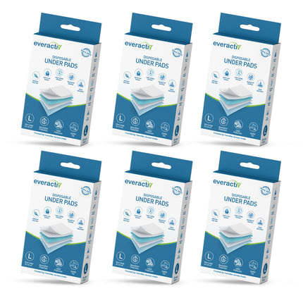 Everactiv Premium Underpads, Large (90X60Cm) | 5-Layer Protection | 12-Hour Absorption | Adhesive Grip Tape, Long-Lasting Dryness for Bladder Issues and Better Sleep