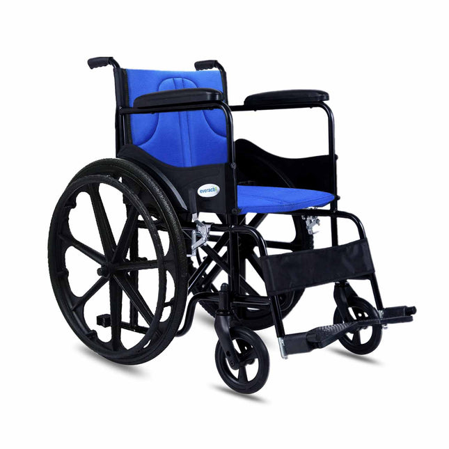 Everactiv Everyday Economy Foldable Wheelchair with Safety Seat belt with Extra Soft Cushions, Weight Bearing Capacity 120 kg, Sturdy Frame and Easy Foldable Mechanism