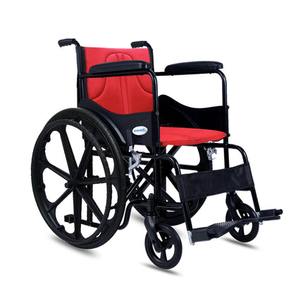 Everactiv Everyday Economy Foldable Wheelchair with Safety Seat belt with Extra Soft Cushions, Weight Bearing Capacity 120 kg, Sturdy Frame and Easy Foldable Mechanism