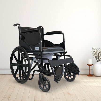 Everactiv (2 in 1) Foldable Wheelchair for Regular & Commode Use | Portable and Versatile Mobility Solution with Removable Top-seat for Commode Usage | Comfortable Seating | and Armrests