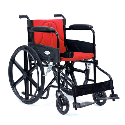 Everactiv Everyday Economy Foldable Wheelchair with Safety Seat belt with Extra Soft Cushions, Weight Bearing Capacity 120 kg, Sturdy Frame and Easy Foldable Mechanism