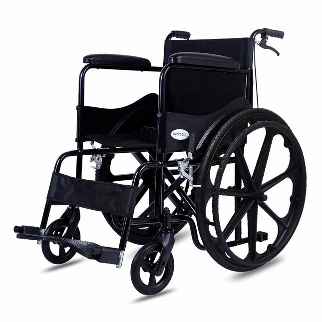 Everactiv Everyday Economy with Attendant Brakes Foldable Wheelchair with Safety Seat belt, Weight Bearing Capacity 120 kg, Sturdy Frame and Easy Foldable Mechanism