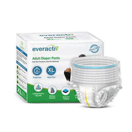 Everactiv Adult Diaper Leakproof, 10 hours Absorption Protection and Wetness Indicator, Unisex with Goodness of Aloe Vera | Pant Style