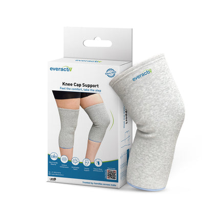 Everactiv Knee Support Sleeve – Compression Support for Arthritis, Joint Pain, and Post-Operative Recovery | Breathable Cotton Inner Lining | Unisex | 1 Pair
