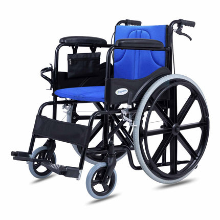 Everactiv Everyday Premium Foldable Wheelchair with 2 Extra Seats, 6 Wheels & Brakes for extra safety, Side Pouch, Bottle Holder