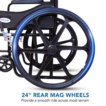 Everactiv Everyday Economy Foldable Wheelchair with Safety Seat belt with Extra Soft Cushions, Weight Bearing Capacity 120 kg, Sturdy Frame and Easy Foldable Mechanism