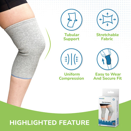 Everactiv Knee Support Sleeve – Compression Support for Arthritis, Joint Pain, and Post-Operative Recovery | Breathable Cotton Inner Lining | Unisex | 1 Pair