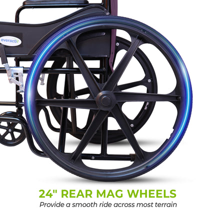 Everactiv Everyday Economy Foldable Wheelchair with Safety Seat belt, Weight Bearing Capacity 120 kg, Sturdy Frame and Easy Foldable Mechanism