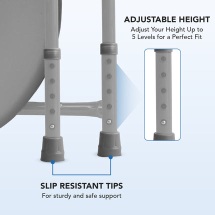 Everactiv Commode Chair For Toilet Adult, Height Adjustable And Foldable Toilet Seat For Old People, Strong Frame Potty Chair For Adults, Portable Toilet Seat For Adult | Made In India, Grey