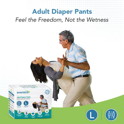 Everactiv Adult Diaper Leakproof, 10 hours Absorption Protection and Wetness Indicator, Unisex with Goodness of Aloe Vera | Pant Style