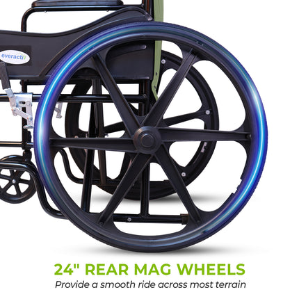 Everactiv Everyday Economy Foldable Wheelchair with Safety Seat belt, Weight Bearing Capacity 120 kg, Sturdy Frame and Easy Foldable Mechanism