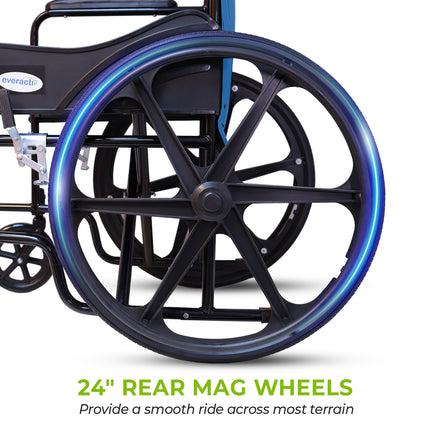 Everactiv Everyday Economy Foldable Wheelchair with Safety Seat belt, Weight Bearing Capacity 120 kg, Sturdy Frame and Easy Foldable Mechanism
