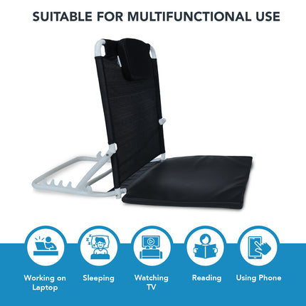 Everactiv Adjustable Hospital Back Rest - Multifunctional Large Size Back Support with 5 Recline Angles | Foldable & Portable (Classic - Without Armrest)