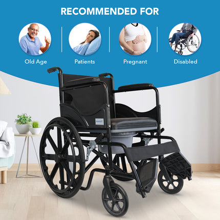 Everactiv (2 in 1) Foldable Wheelchair for Regular & Commode Use | Portable and Versatile Mobility Solution with Removable Top-seat for Commode Usage | Comfortable Seating | and Armrests