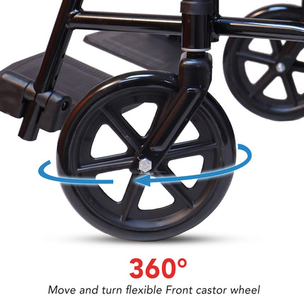 Everactiv Everyday Economy Foldable Wheelchair with Safety Seat belt with Extra Soft Cushions, Weight Bearing Capacity 120 kg, Sturdy Frame and Easy Foldable Mechanism