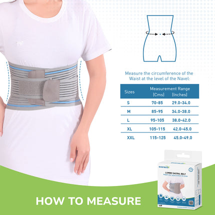 Everactiv Lumbar Back Support Belt for Elderly – Lower Back Pain Relief & Posture Support | Breathable Fabric, Rigid & Flexible Splints | Adjustable Double Pull Lumbar Brace for Sciatica, Slipped Disc & Spinal Conditions