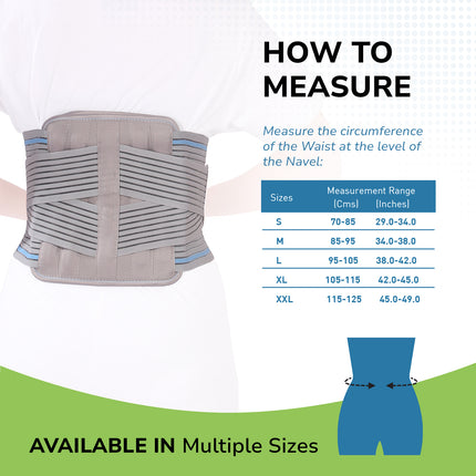 Everactiv Contoured Lumbo-Sacral Back Support Belt for Elderly – Rigid Spine Support with Aluminium Splints | Adjustable Compression, Extra Soft Padding | Pain Relief for Chronic Low Back Pain & Posture Correction