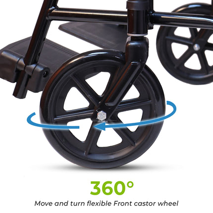 Everactiv Everyday Economy Foldable Wheelchair with Safety Seat belt, Weight Bearing Capacity 120 kg, Sturdy Frame and Easy Foldable Mechanism