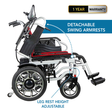Everactiv EcoLite Electric Wheelchair | 250W Brush Motor | Intelligent 360 degree Control | 24V12AH/20AH Battery | 110 kg Weight Bearing Capacity