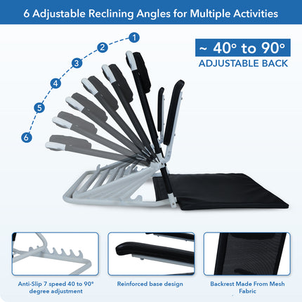 Everactiv Adjustable Hospital Back Rest - Multifunctional Large Size Back Support with 5 Recline Angles | Foldable & Portable