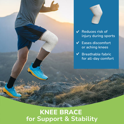 Everactiv Knee Support Sleeve – Compression Support for Arthritis, Joint Pain, and Post-Operative Recovery | Breathable Cotton Inner Lining | Unisex | 1 Pair