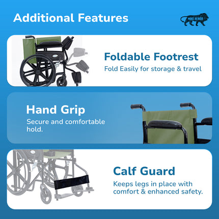 Everactiv Everyday Economy Foldable Wheelchair with Safety Seat belt, Weight Bearing Capacity 120 kg, Sturdy Frame and Easy Foldable Mechanism