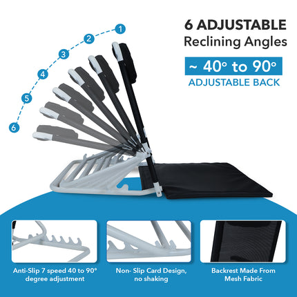 Everactiv Adjustable Hospital Back Rest - Multifunctional Large Size Back Support with 5 Recline Angles | Foldable & Portable (Classic - Without Armrest)