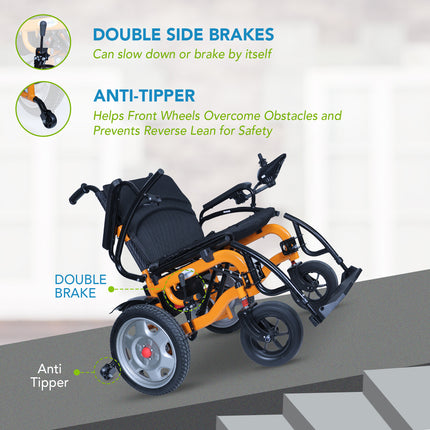 Everactiv EcoBudget Electric Wheelchair, 24V 12AH Lead Acid Battery, Anti-Tipper Wheels, 360° Joystick Control, Detachable Footrest, Flip-Up Armrests, Foldable Backrest