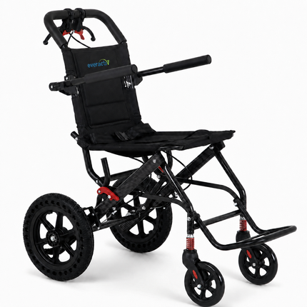 EverActiv Portable Travel Wheelchair for Seniors | Ultra-Light  | Foldable, Compact, Attendant Brake, Travel Convenience | Wheelchair for old people