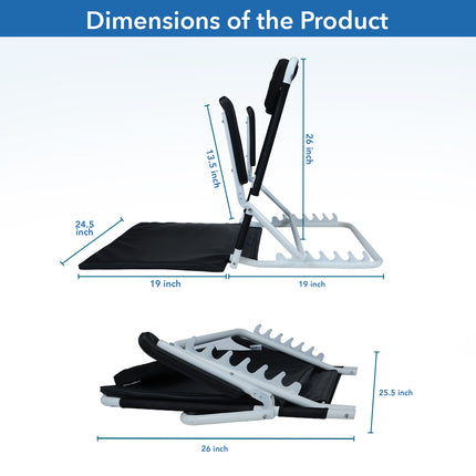 Everactiv Adjustable Hospital Back Rest - Multifunctional Large Size Back Support with 5 Recline Angles | Foldable & Portable