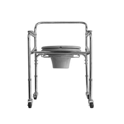 Everactiv by HCAH Commode Chair with Wheel for Toilet Adult, Height Adjustable and Foldable Toilet seat for Old People, Portable Toilet Seat for Adult | Material Type- Chrome Finish | Made in India