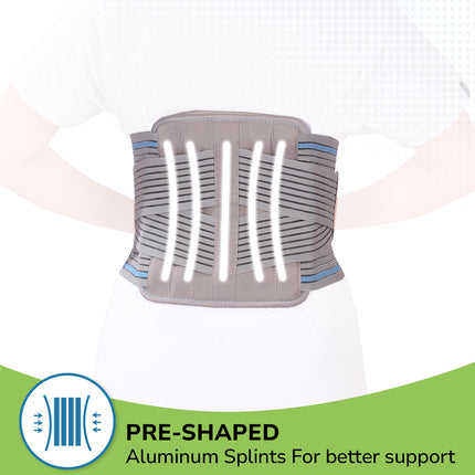 Everactiv Contoured Lumbo-Sacral Back Support Belt for Elderly – Rigid Spine Support with Aluminium Splints | Adjustable Compression, Extra Soft Padding | Pain Relief for Chronic Low Back Pain & Posture Correction