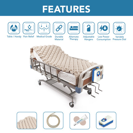 Everactiv Anti-Decubitus Air Bed | Anti-Bedsore | Bubble Air Mattress for Patients Bed Sore | 1 Year Replacement Warranty | Color- Beige