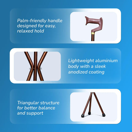 EverActiv Walking Stick with Seat for Elderly | Foldable Portable Walking Cane Chair | Lightweight Aluminium Stool Stick | Anti Slip Support for Outdoor Travel & Daily Use