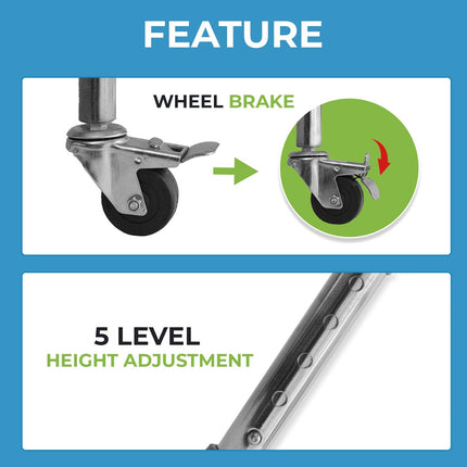Everactiv by HCAH Commode Chair with Wheel for Toilet Adult, Height Adjustable and Foldable Toilet seat for Old People, Portable Toilet Seat for Adult | Material Type- Chrome Finish | Made in India