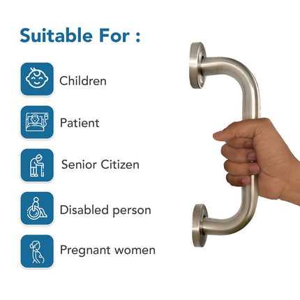 Everactiv Heavy Duty Stainless Steel Grab Bar | Bathroom Grab Bar | Safety Hand Support Balance Handle Bars | 100% Stainless Steel (SS 304)