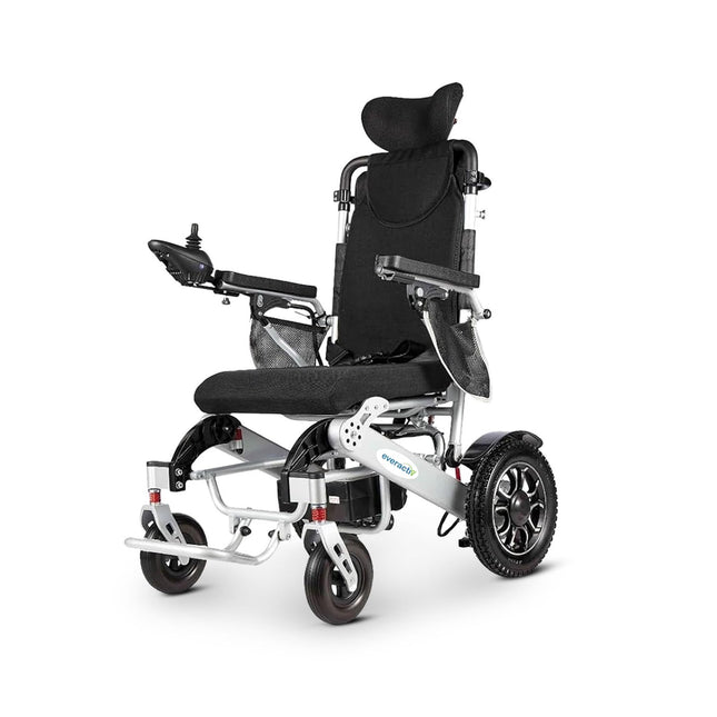 Everactiv EcoPower Heavy Duty Electric Wheelchair | Lithium Ion Battery | Air Travel Friendly | Foldable & Portable Motorized Wheelchair | Comes With Remote for attendant | Aluminium Made | Additional Headrest | Reclining Function