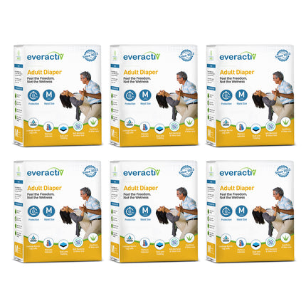 Everactiv Adult Diaper Leakproof, 10 hours Absorption Protection and Wetness Indicator, Unisex with Goodness of Aloe Vera | Tape Style