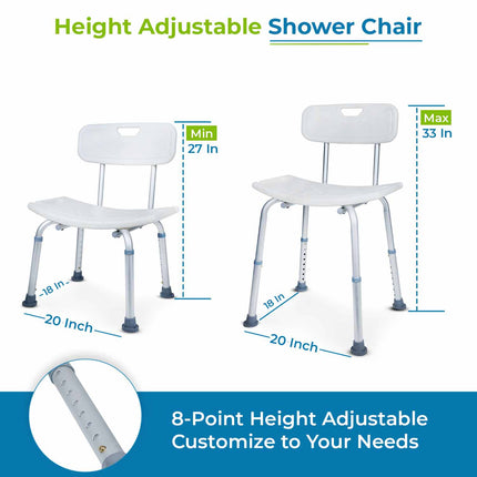 Everactiv Waterproof Shower Chair/Stool with Backrest for Elders, Adults, & Pregnant Women | Shower Bench with 1 Year Warranty