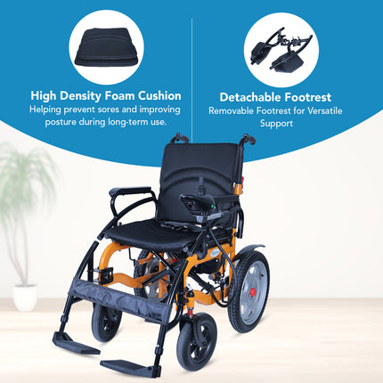 Everactiv EcoBudget Electric Wheelchair, 24V 12AH Lead Acid Battery, Anti-Tipper Wheels, 360° Joystick Control, Detachable Footrest, Flip-Up Armrests, Foldable Backrest