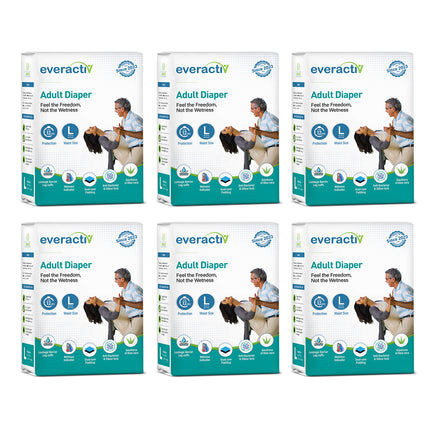 Everactiv Adult Diaper Leakproof, 10 hours Absorption Protection and Wetness Indicator, Unisex with Goodness of Aloe Vera | Tape Style